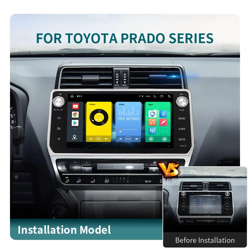 9/10.1 Inch IPS Touch Screen 2 Din Carplay GPS Navigation Android Car Radio for Toyota Prado Series