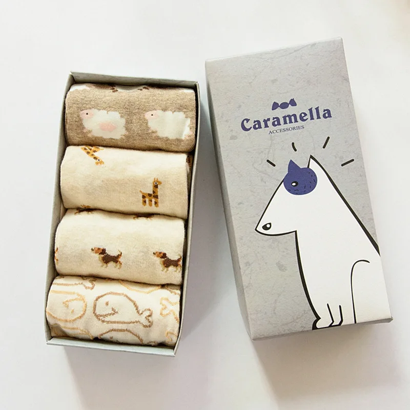 4 Pairs Spring Autumn young girls low cut Cute Cartoon cheap women ankle socks