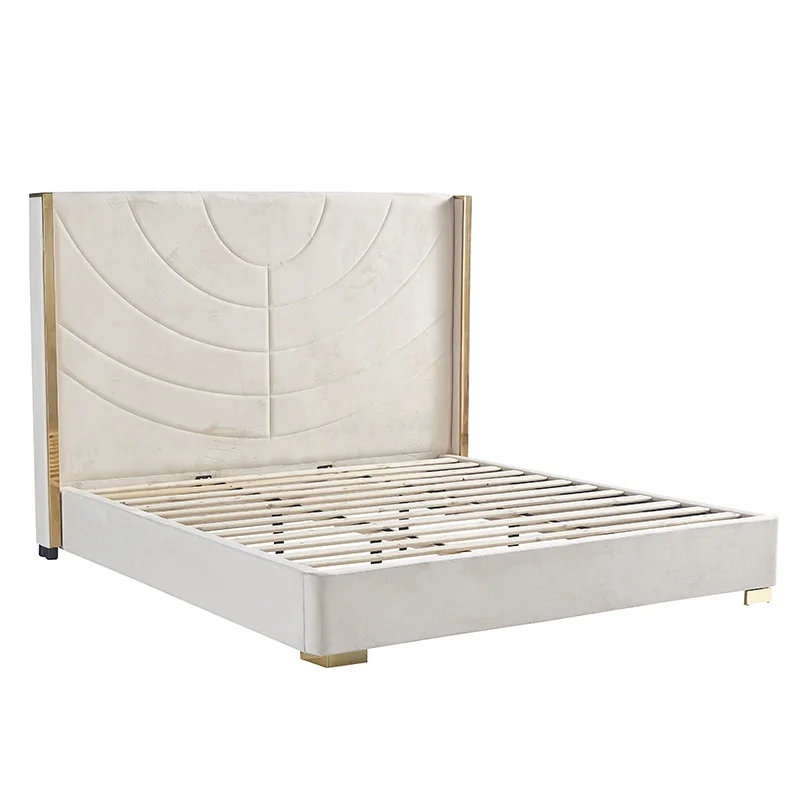 Luxury queen size up-holstered bed frame bedroom set furnitures wholesale