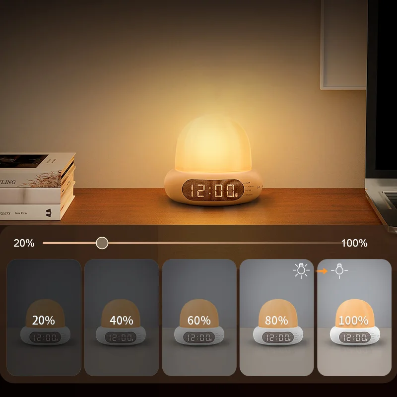 Alarm Clock Night Light Silicone Pat Lamp 8 LED Light Babies Night Light