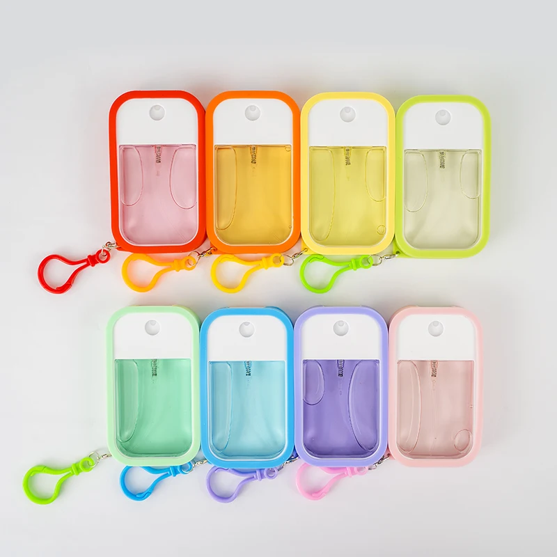 Конкурентная цена, портативный Оригинальный Пластиковый Карманный дезинфицирующий спрей 45 мл для плоских рук с силиконовым чехлом и брелоком