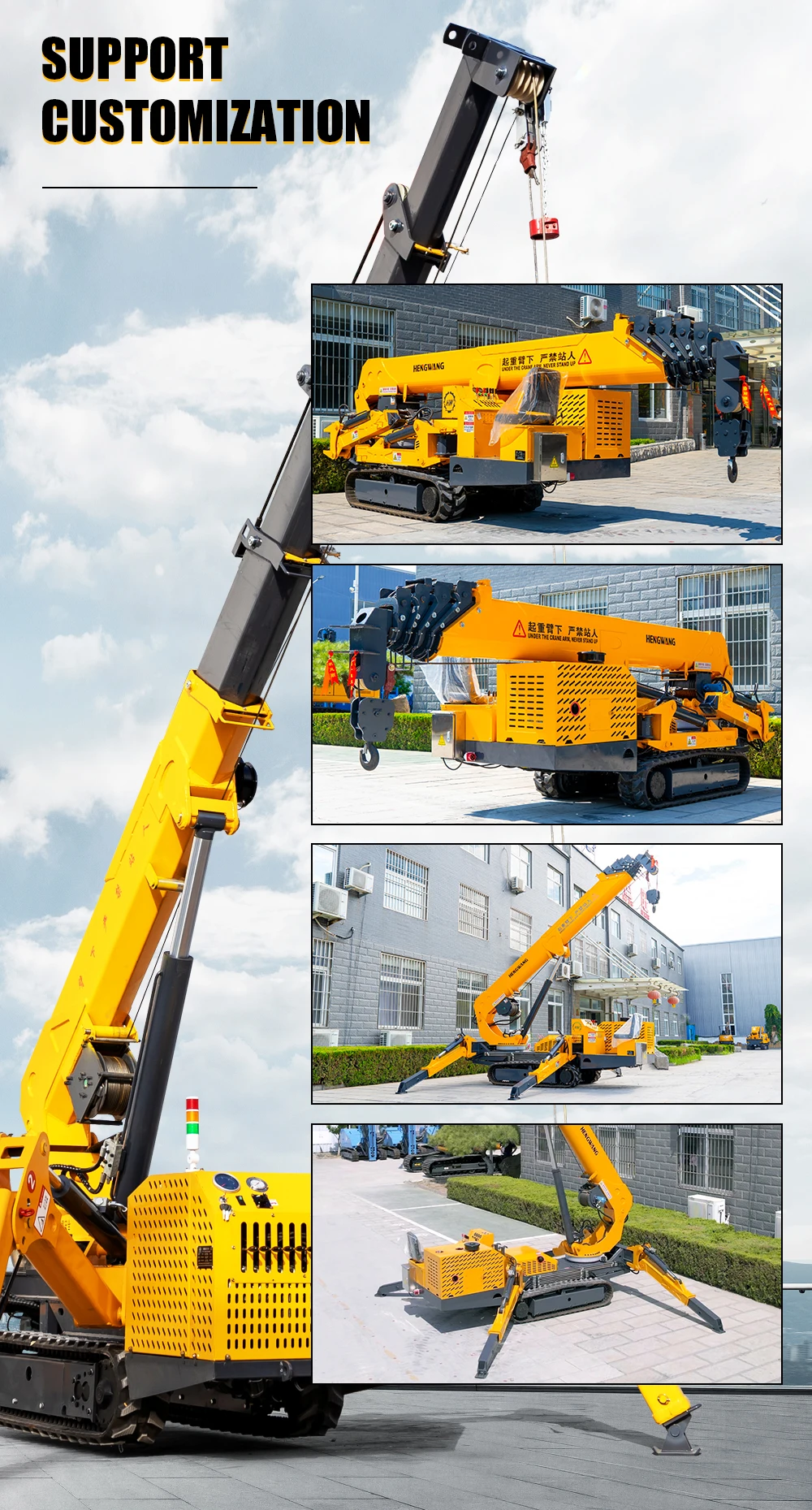 3 Ton Crawler Spider Crane Hydraulic Boom Lift Fly Jib Telescopic Small Spider Crane Factory Price