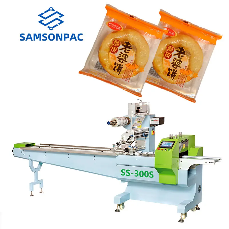 Full Servo Automatic High Productivity Plastic Bag Back Sealing Crunchy Biscuits Chapati Flow Wrapper Packing Machine