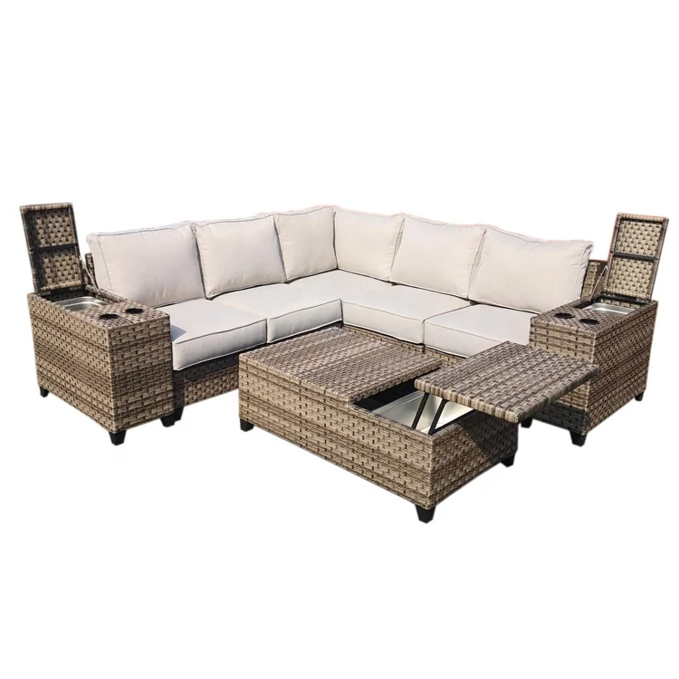 
Outdoor rattan sofa garden furniture terrace villa rattan sofa combination set  (1600172965705)