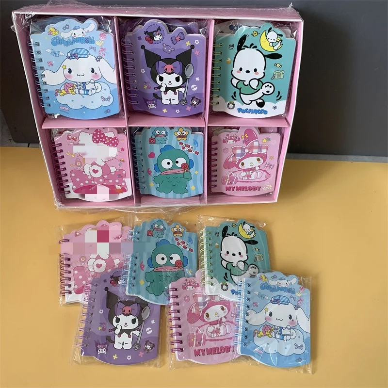 DHF599  Wholesale kawaii spiral high appearance portable special shape small cartoon notebook Kuromi Melody notebook stationery