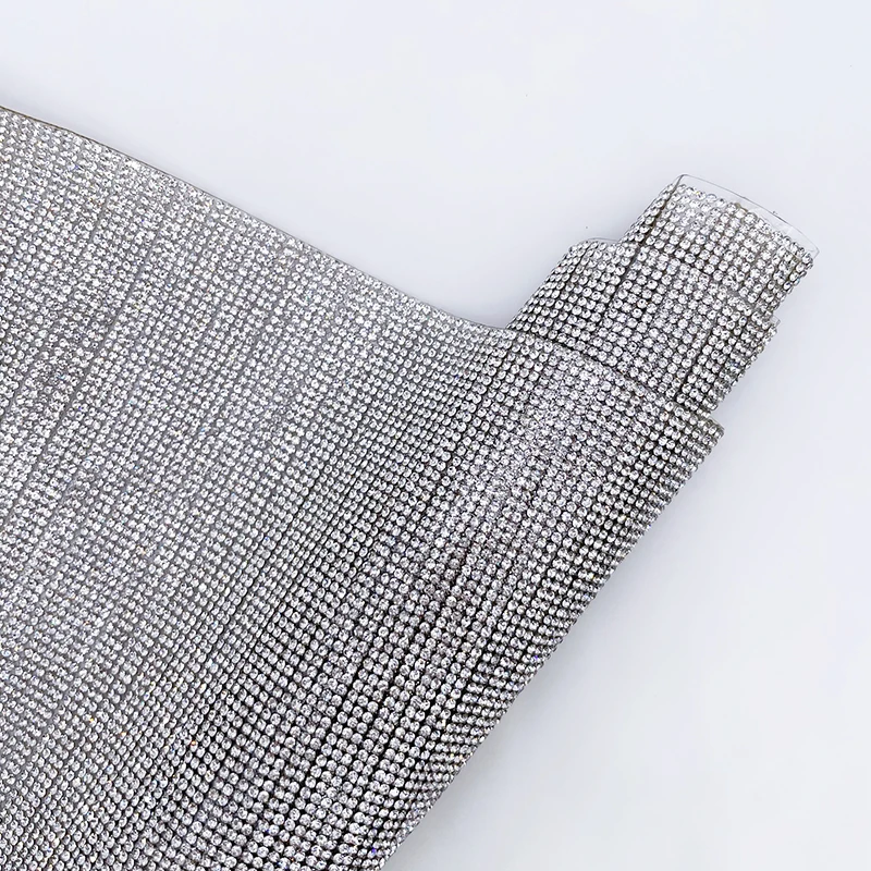
Wholesale Decorative Crystal Rhinestone 24*40cm Hot Fix Crystal Rhinestone Mesh Trimming 