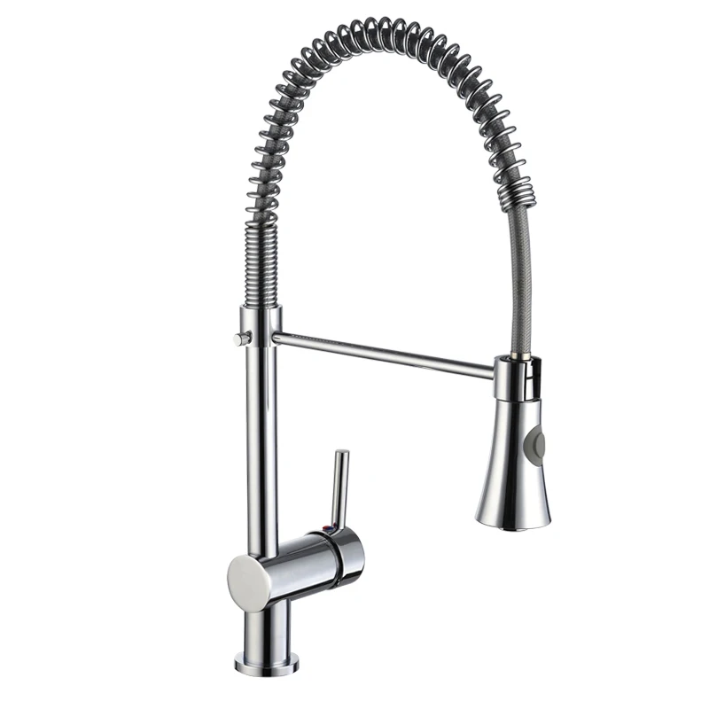 Chinese Manufacturer Supply Single Lever SS Spring Pull Out Pull Down Sink Kitchen Faucet Mixer