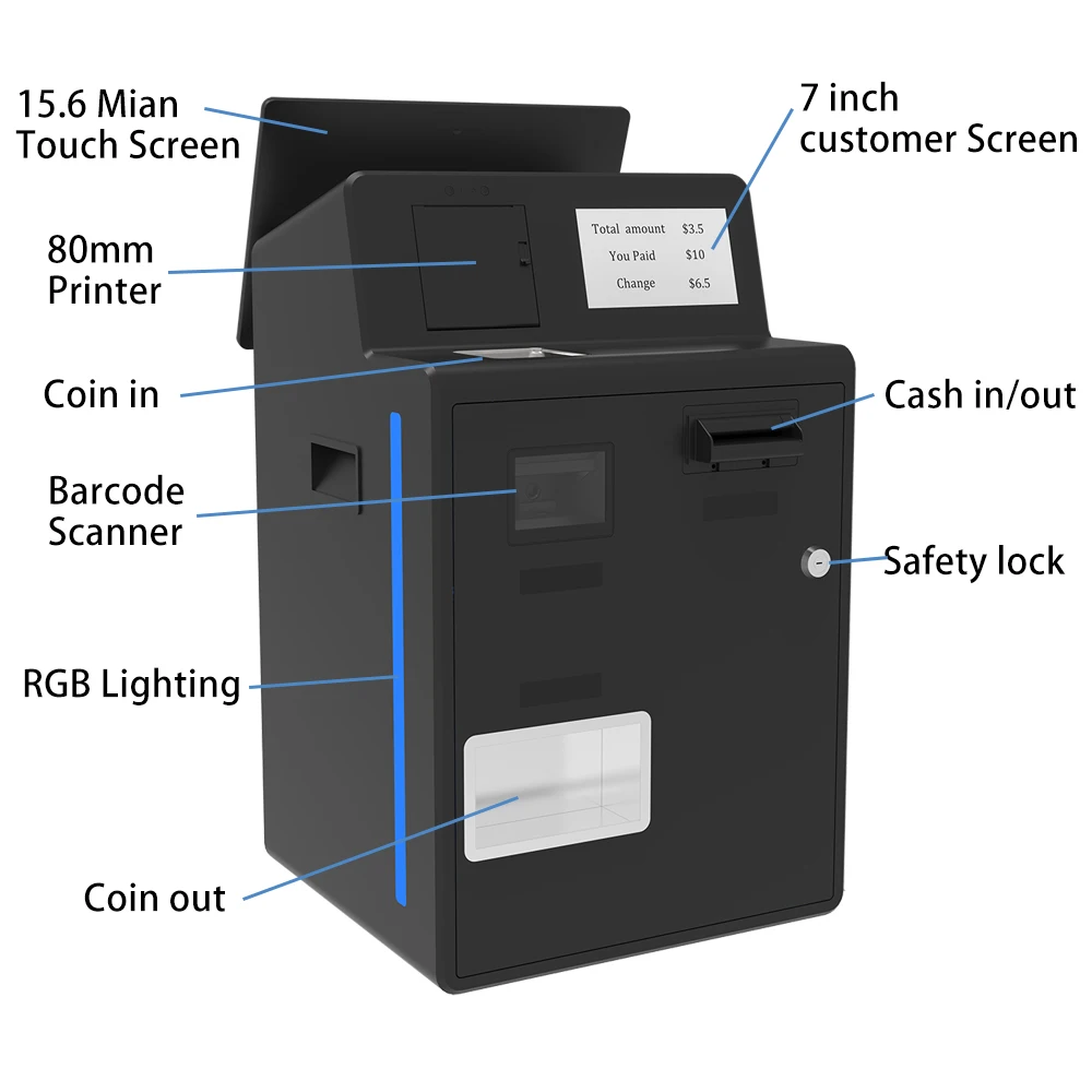 New Design Self Service Self Check Out Kiosk Cash Dispenser Pos Payment Terminal Lcd Self-Service Kiosk