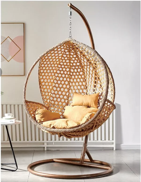 patio indoor swing chair garden outdoor rattan double hanging patio swing egg  chair with stand