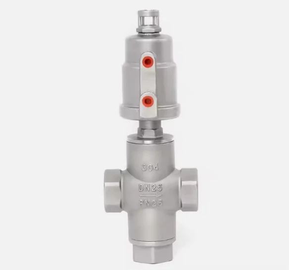 Furui stainless steel head Plastic head pneumatic three-way angle seat valve 3way threaded quick installation flange dn15-dn50