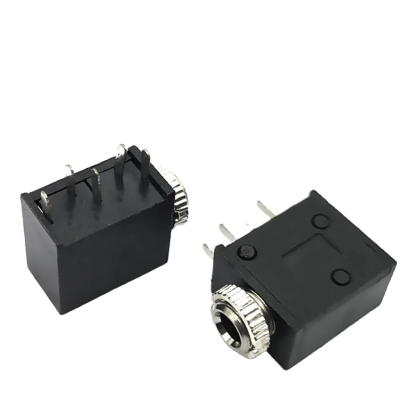 High quality 3.5mm audio connectors head phone jack pcb mount PJ-325M 3.5mm female 5pin surface mount DIP type with metal nut