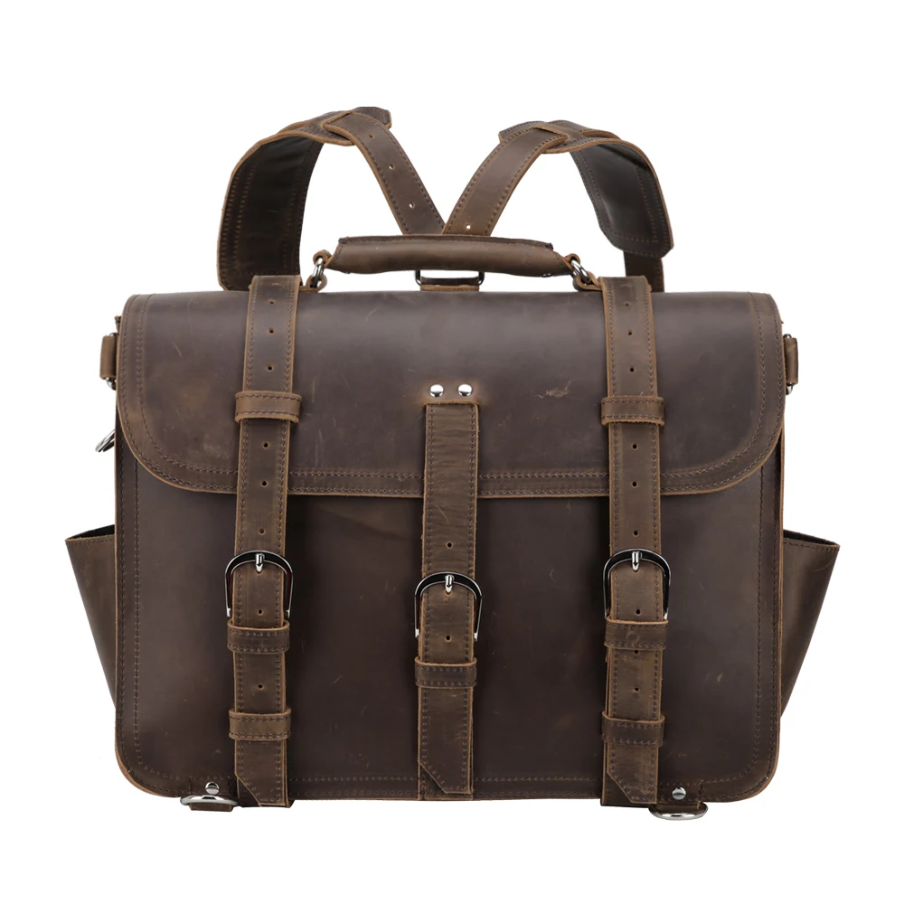 Tiding Promotion Hot Sale Durable Brown Business Leather Shoulder Laptop Bag Messenger Briefcase