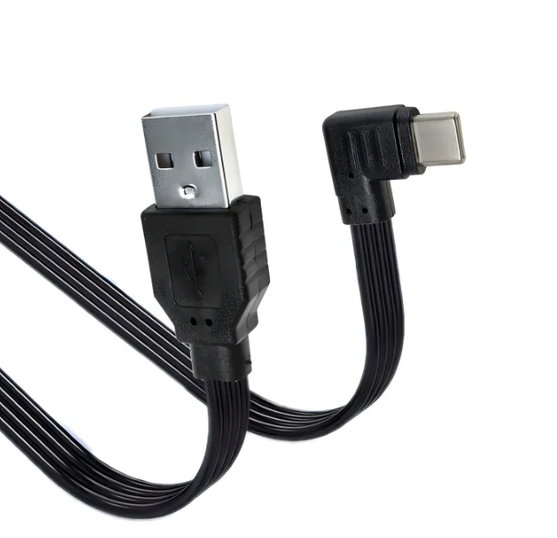 90 Degree USB 2.0 Cable A Male to C Male Flat Short Cable Support to Charging/Transfer soft silicone Right Angle for Laptop,TV