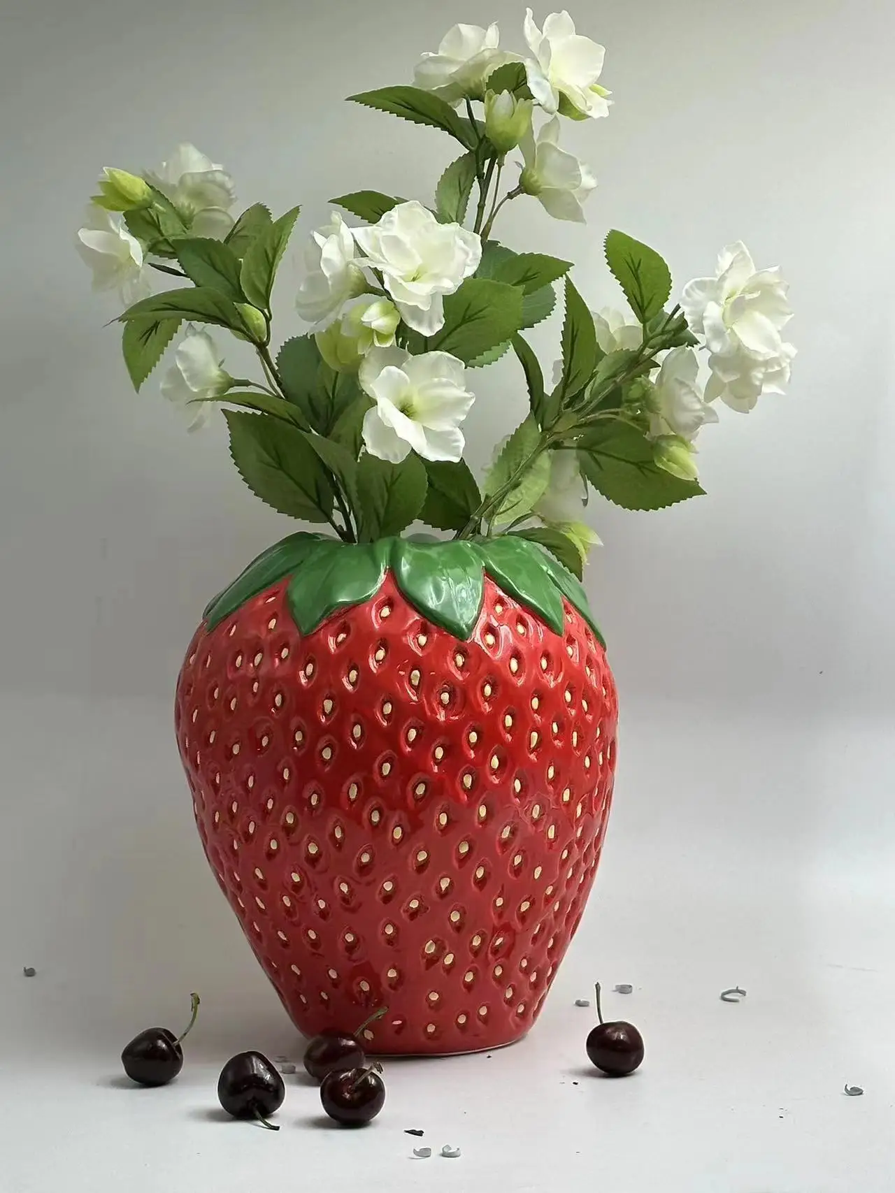 Ceramic Fruit Lemon Strawberry Vase