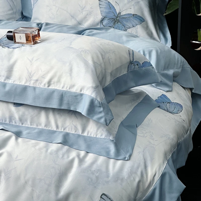 19mommeColor silk delicate embroidery quilt 4-piece quilt cover sheet pillowcase bedding 4-piece set