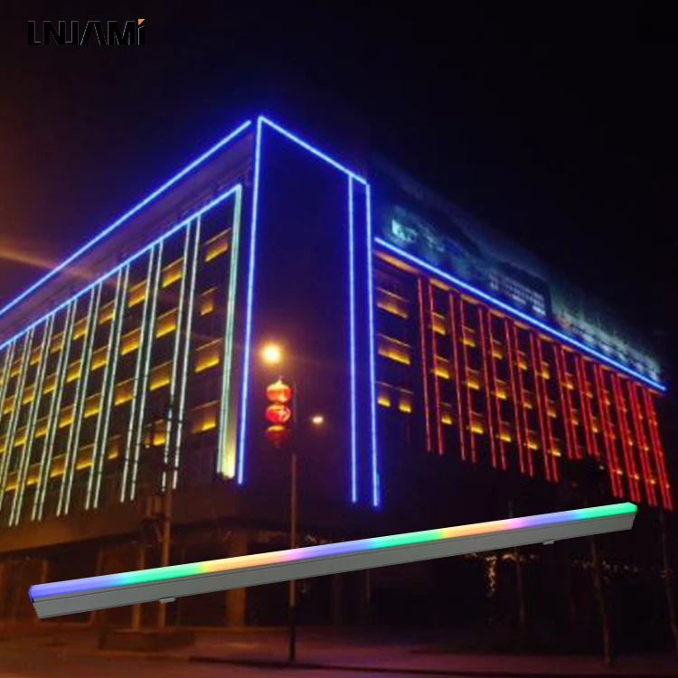 LNJAMI 12W 15W DMX Facade Light RGB RGBW Outdoor LED Linear Light Facade For Building Outline Waterproof Lighting
