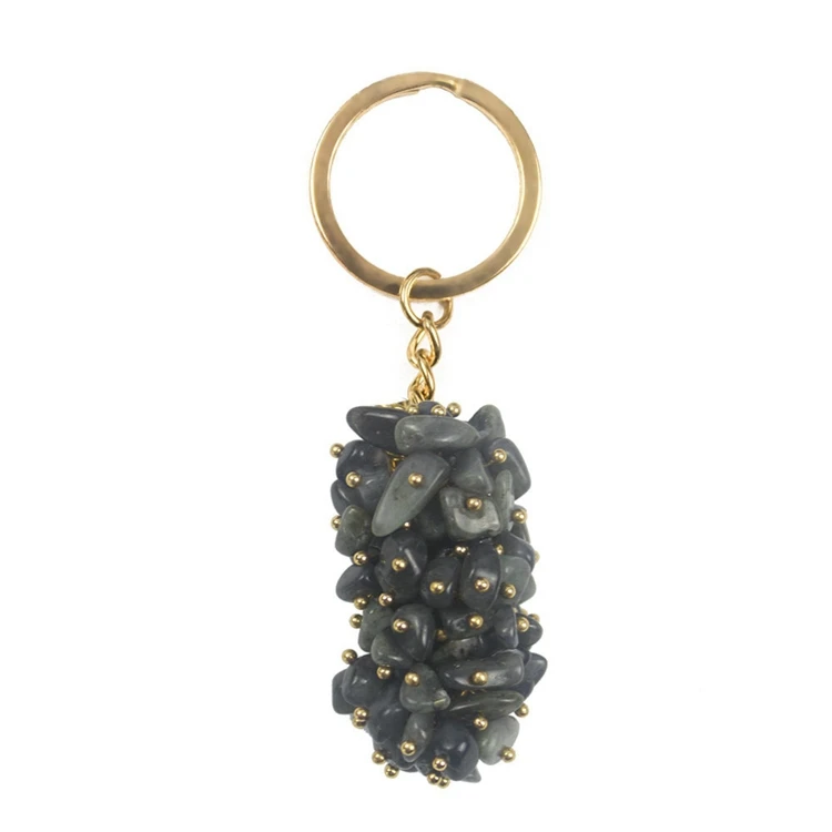 Diy Fashion design Natural stone key ring_ Picasso Jasper Stone energy Key chain_ Picasso Jasper grape Shaped Pendant souvenirs gift