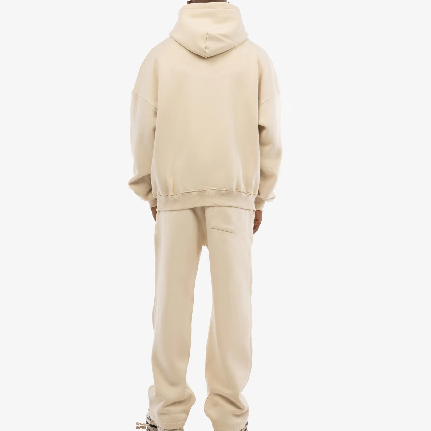 Custom Fall Winter New Design 100% Cotton Super Soft Knit Long Sleeve Men Two Piece Hoodie and Pants Set With Kangaroo Pocket