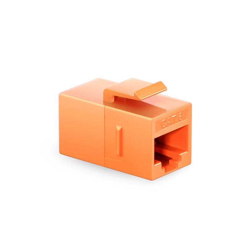Cat6 Keystone RJ45 Coupler, Unshielded, Female to Female Insert Inline Coupler - Orange