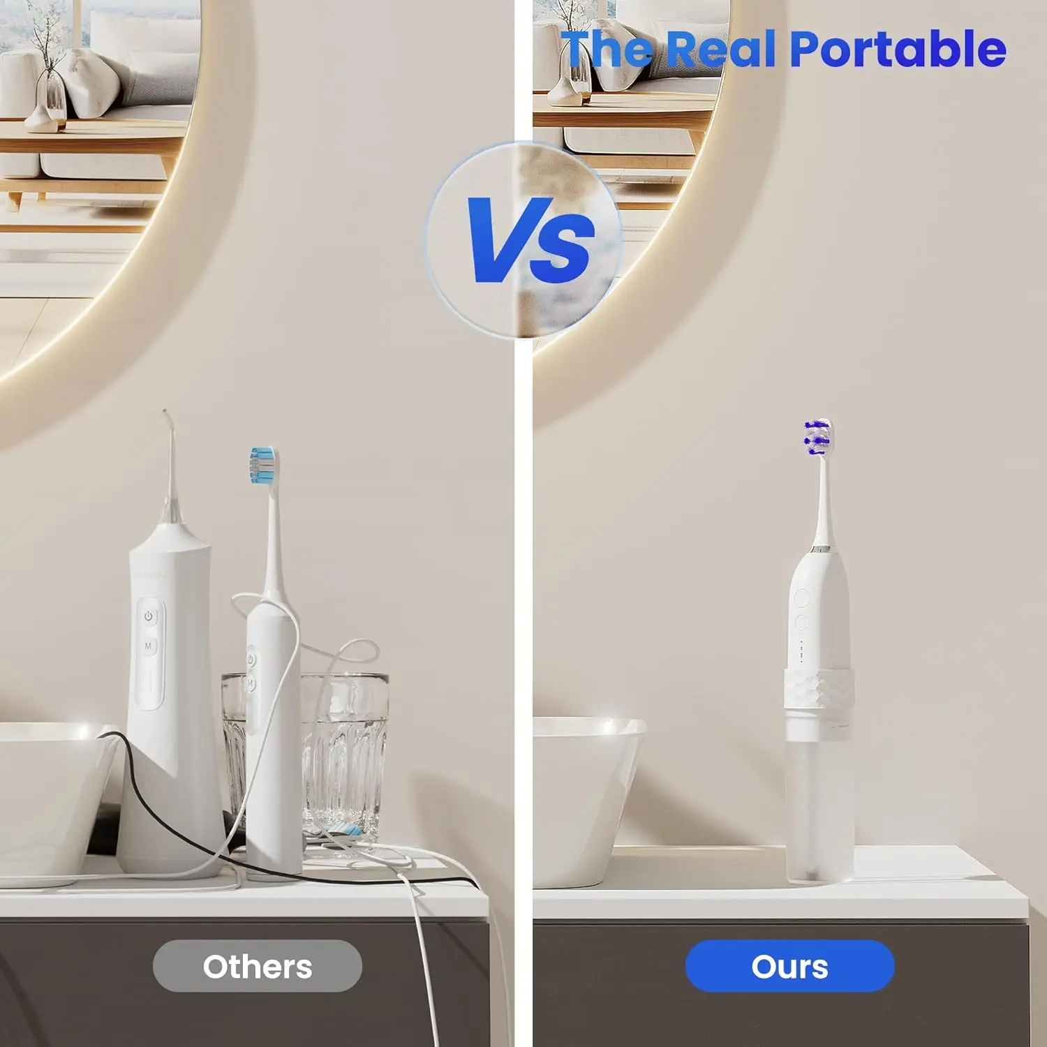 Portable Mini Oral Irrigator Professional Electric Toothbrush & Water Flosser Combo in One