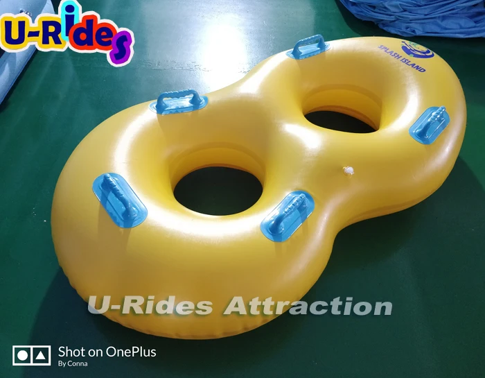 Customization small Logo Yellow Color heavy quality PVC Inflatable Double tube Swimming Ring for water recreation equipment