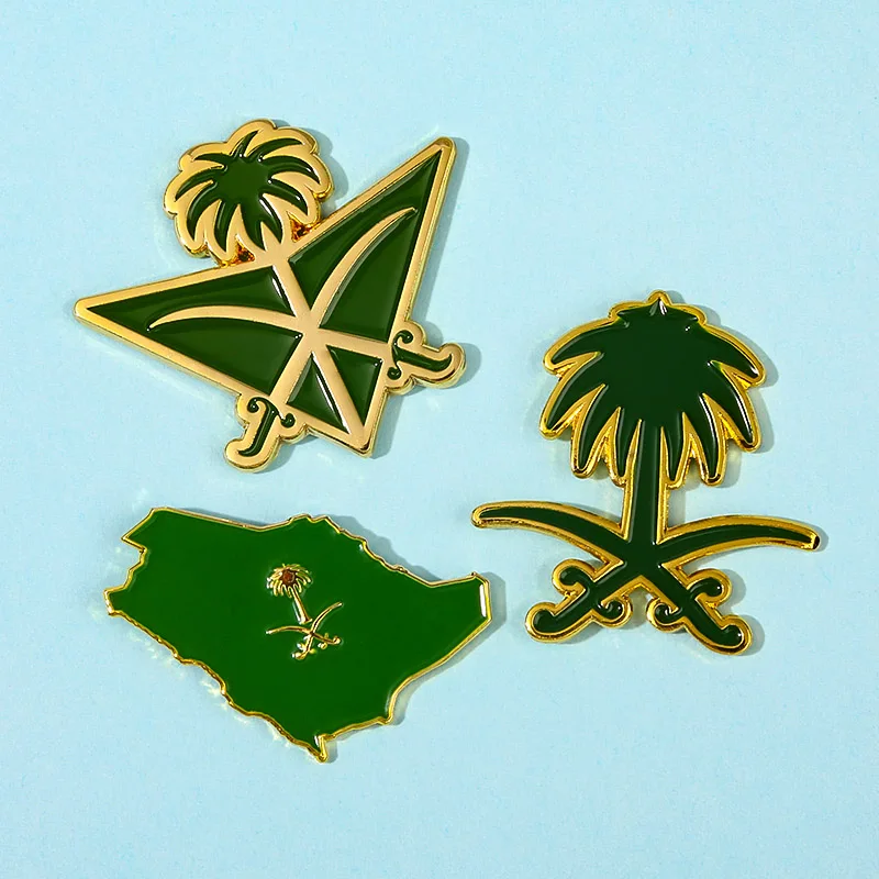 Manufacturer Custom Badge Brooch Metal Enamel Pin Gift Saudi Arabia Souvenir Badge Pin Saudi Pin