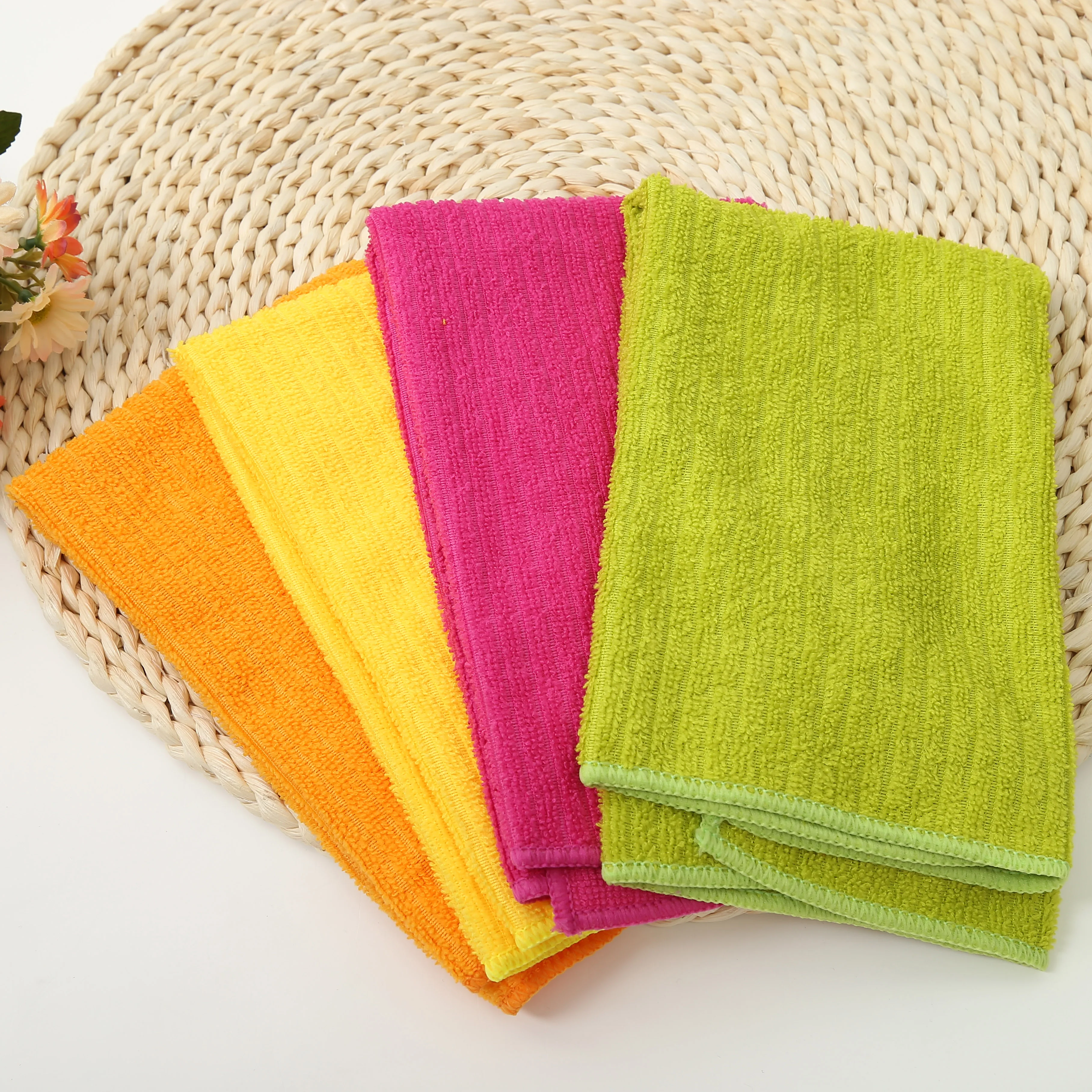 
Cheap Industrial Stripes Weave Kitchen Clean Cloth Dishcloth Tea Towel Microfiber Cleaning Towels Set 