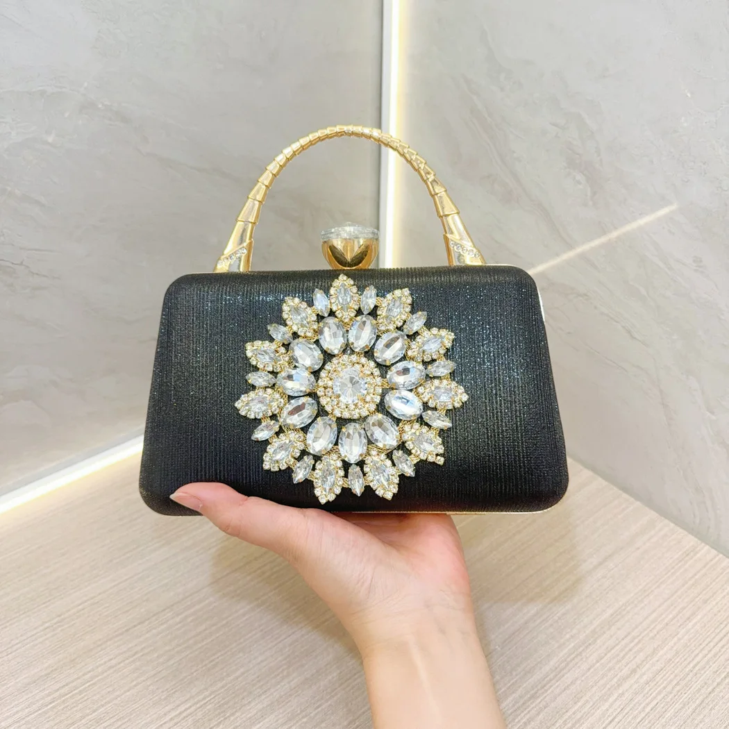 Wholesale New Fashion Pu Leather Ladies Crystal Metal Handbags Clutch Evening Party Bag Women Evening Bags