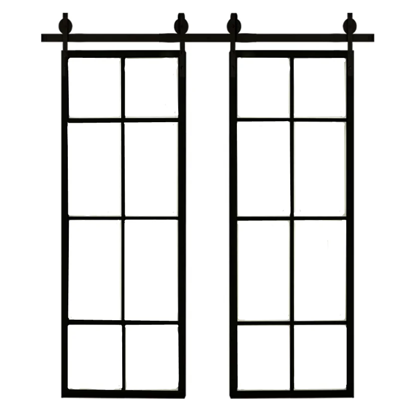 Premium Ameica/Europea Style Quality Smooth Iron Barn Doors  Powder Coating Steel Sliding Window and Doors with Screen
