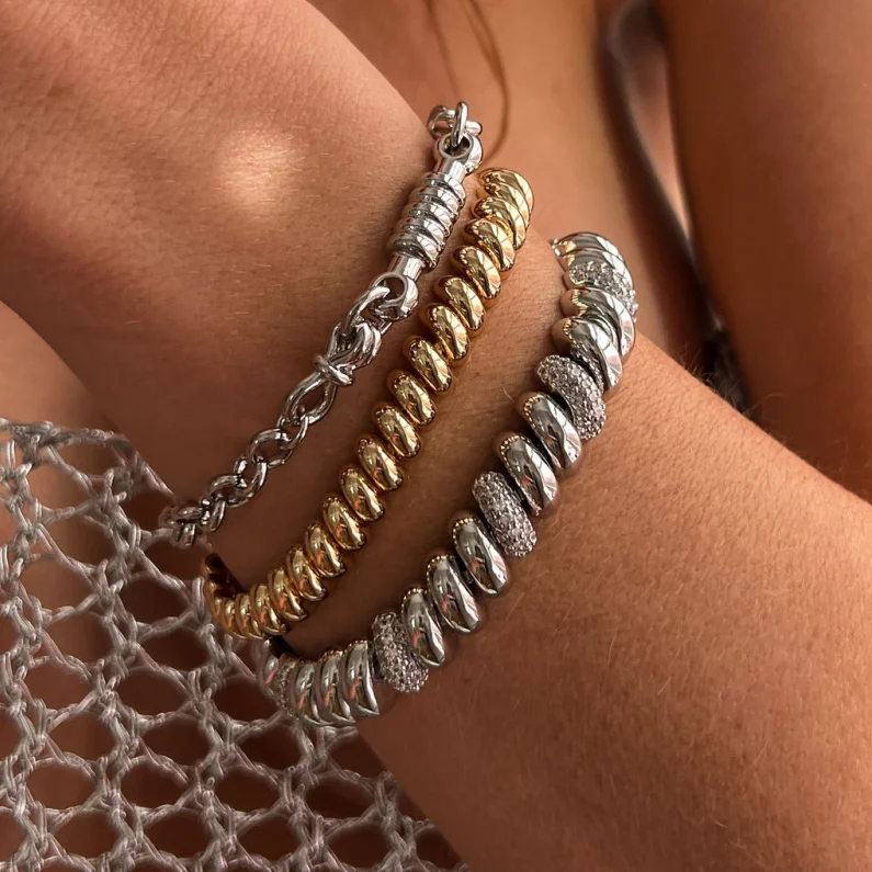 2023 New Arrival High Polish Diamond Circle CZ Bracelet Necklace For Women Girl Fashion Jewelry Set
