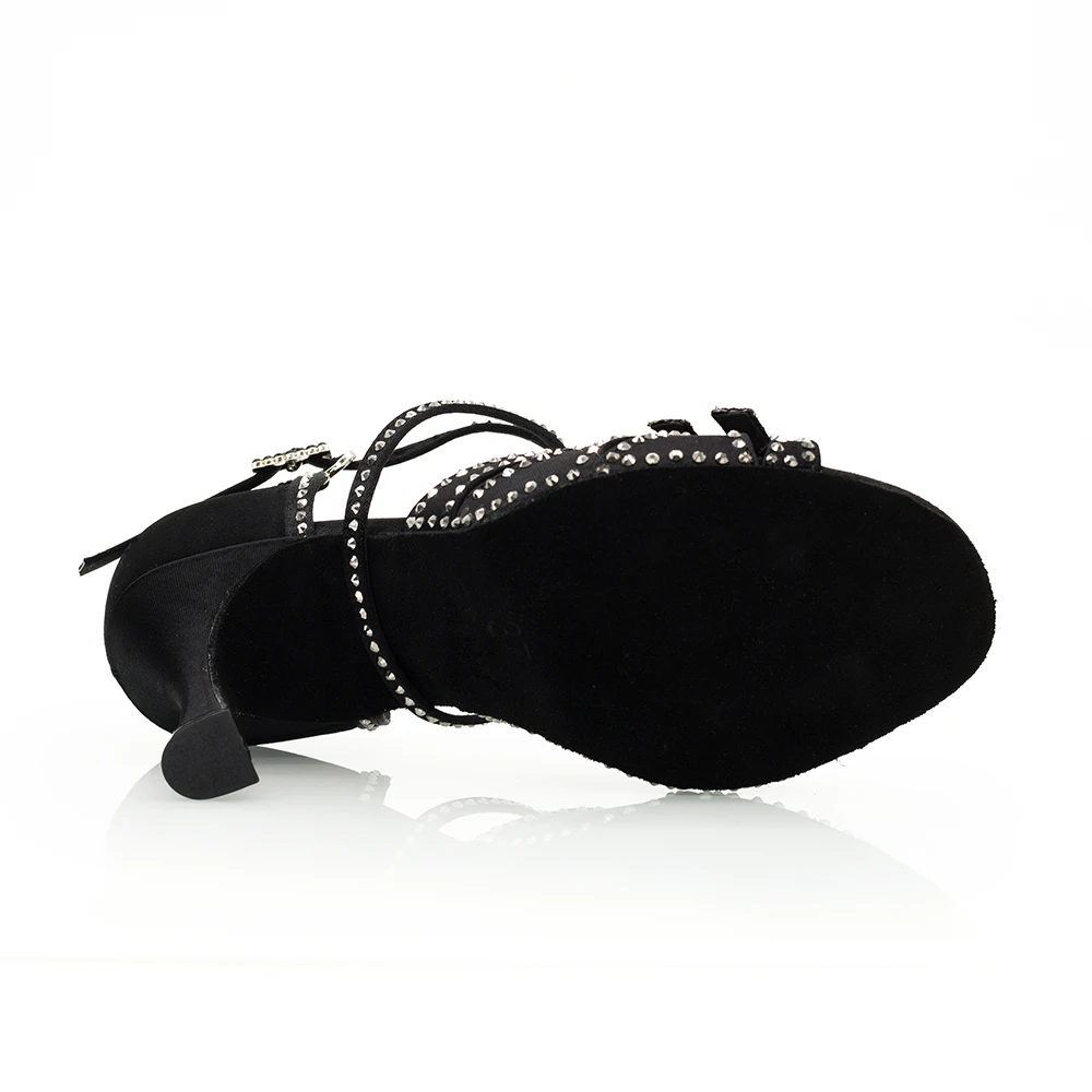Double buckle crystal flexible sole 8.5cm professional practice party salsa latin dance shoes