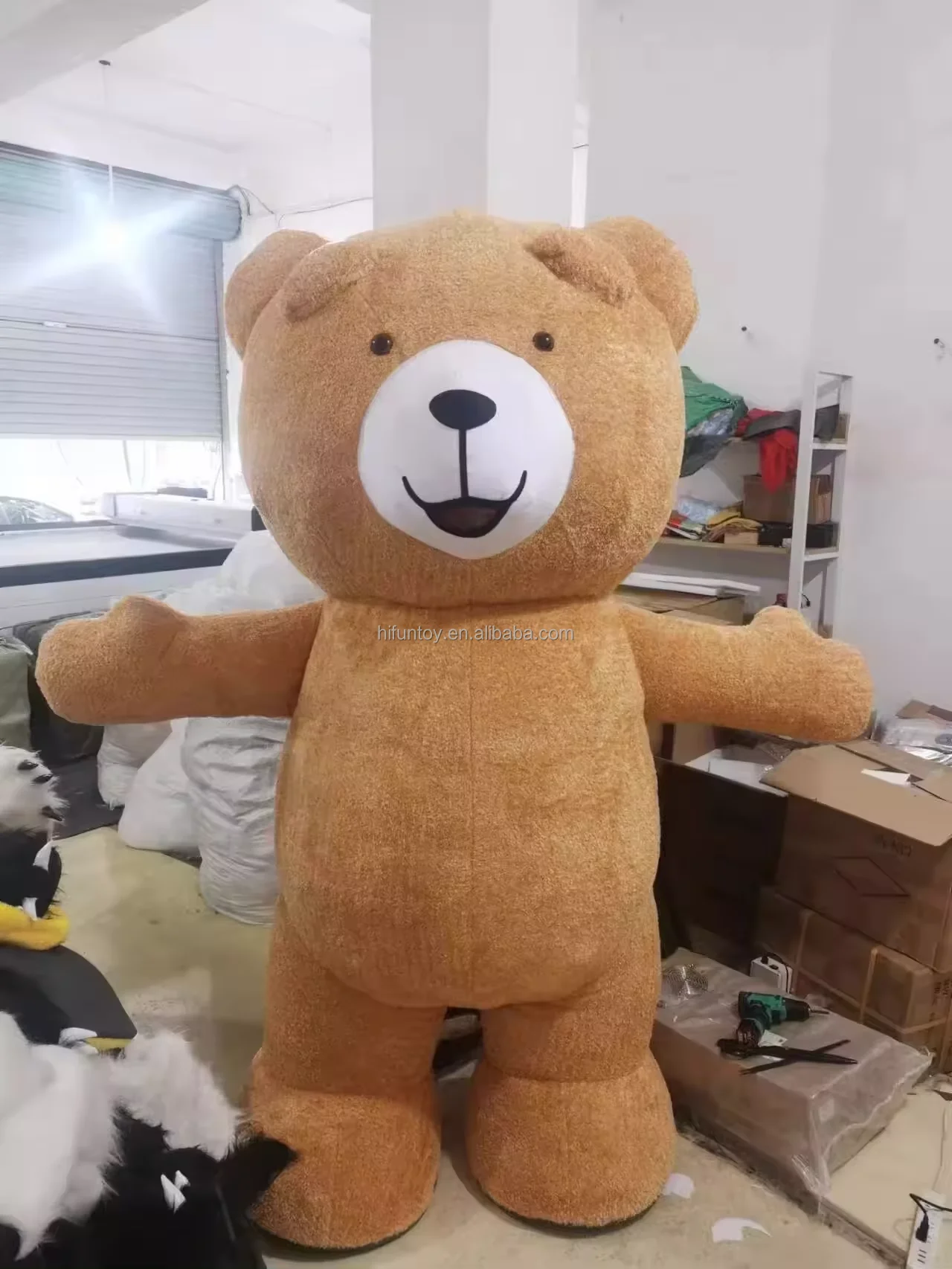 Funtoys 2m 2.6m 3m adult size colorful plush inflatable teddy mascot character cartoon suit cosplay bear mascot costume for sale