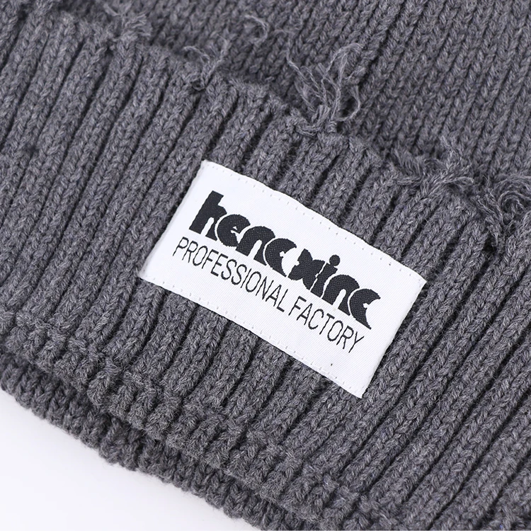 Qianzun New fashion distressed crochet beanie winter hat knitted beanie