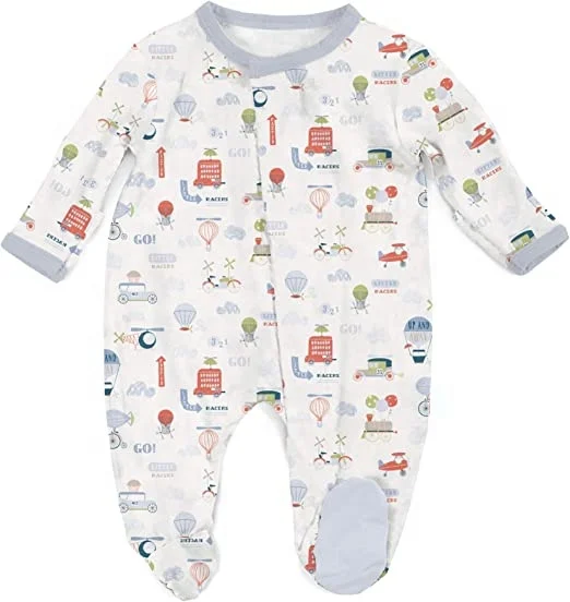 Custom Newborn Baby Clothes Sleeper Infant Bodysuit Magnetic Snap Fastener Buttons Rompers Easy Close One Piece Footie Pajamas