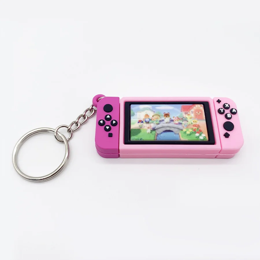 Handle Switch Game Machine Animal Crossing PVC Keychains wallet Keyring Charm Bag Pendant Soft Rubber KeyChain manufacturers