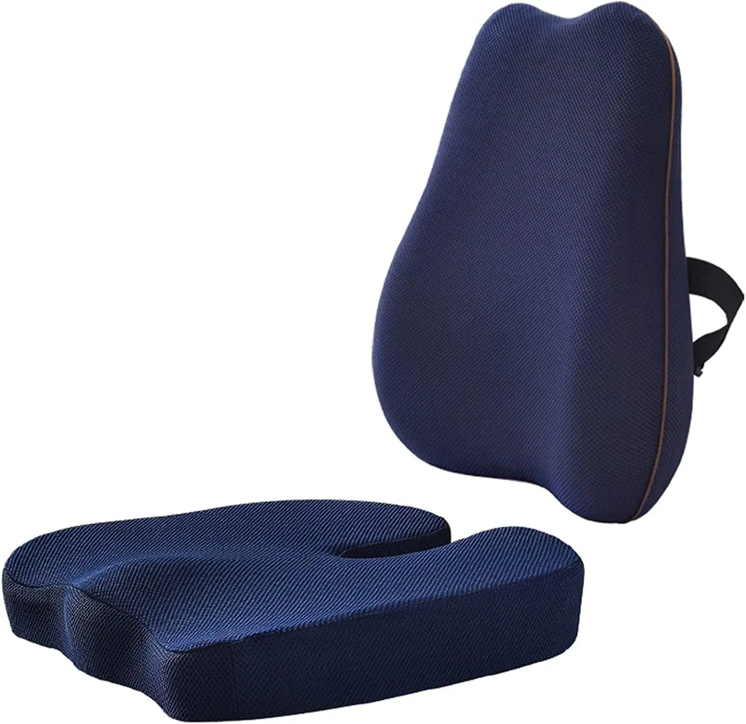 Home Office Chair Washable Cover Memory Foam Seat Cushion Lumbar Back Support Pillow Set