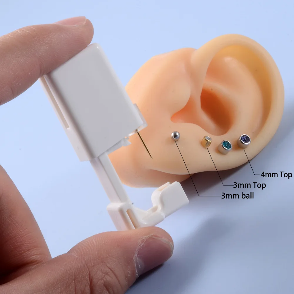 Hot Wholesale Stainless Steel Ear Piercing Kit Top Quality Silver Plating  Ear Piercing Tool Set Piercing Gun