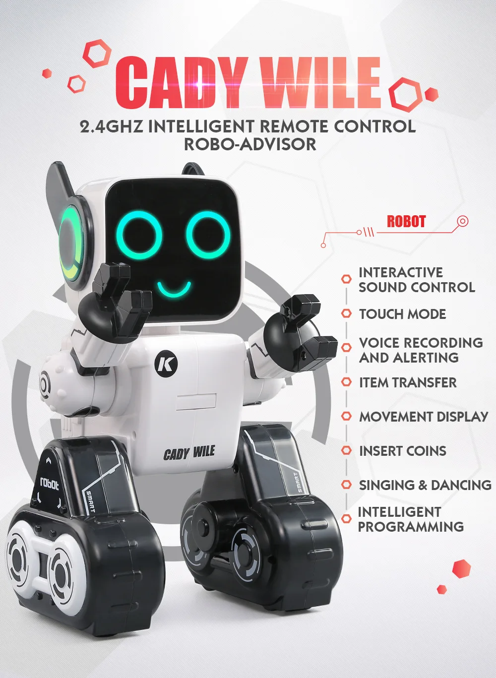 
Smart Educational Remote Control Robot Toy Intelligent Musical Dancing Robot With Build-in Coin Bank 
