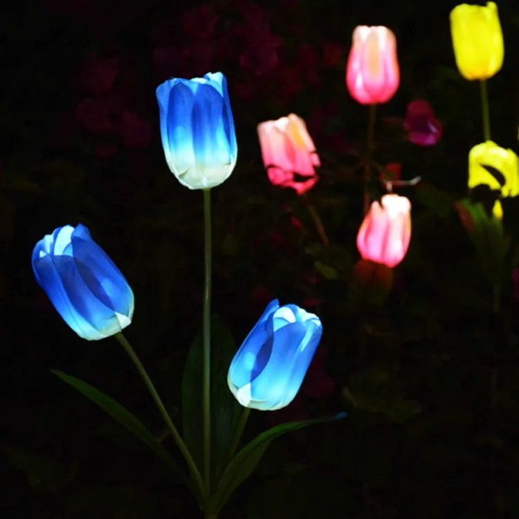 Artificial rose tulip lily butterfly wedding garden pathway lawn pilesola decoration flower light lighting products out door