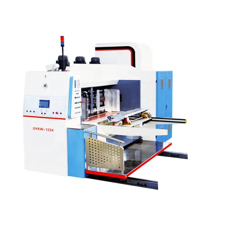 Fully Servo Model High Speed Carton Flexo Ink Four Colors Printing Dryer Slotting Die Cutting Vibration Stacker Machine