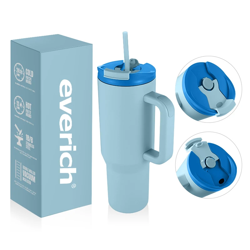 Everich  Latest Beer Cups Blank 40oz Stainless Steel Vacuum Insulated Tumbler with handle Travel Mug for Pet Lovers