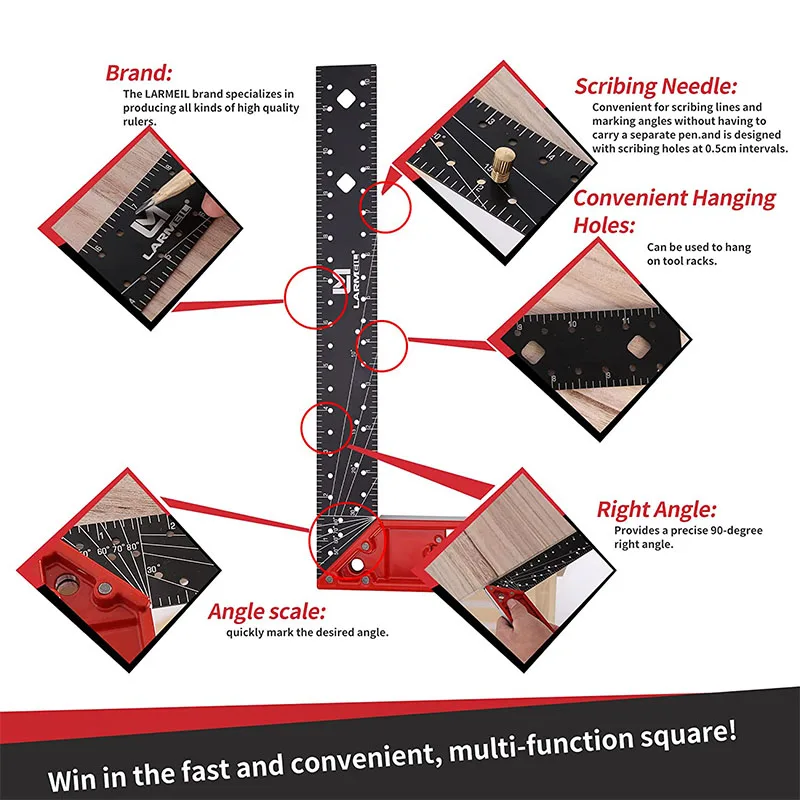 High Quality Carpenter Square Aluminum Framing Square 30cm Square  Ruler L Framing Tools