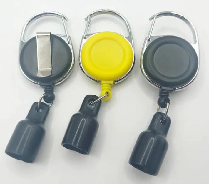 2024 New wholesale smoke accessories round mini premium retractable keychain safe clip holder Lighter leash