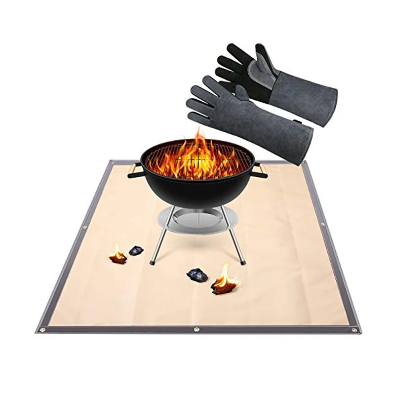 Wood Burning Charcoal Grill Fire Pit Mat Round Ember Mats Fire Pit Pad For BBQ Smoker