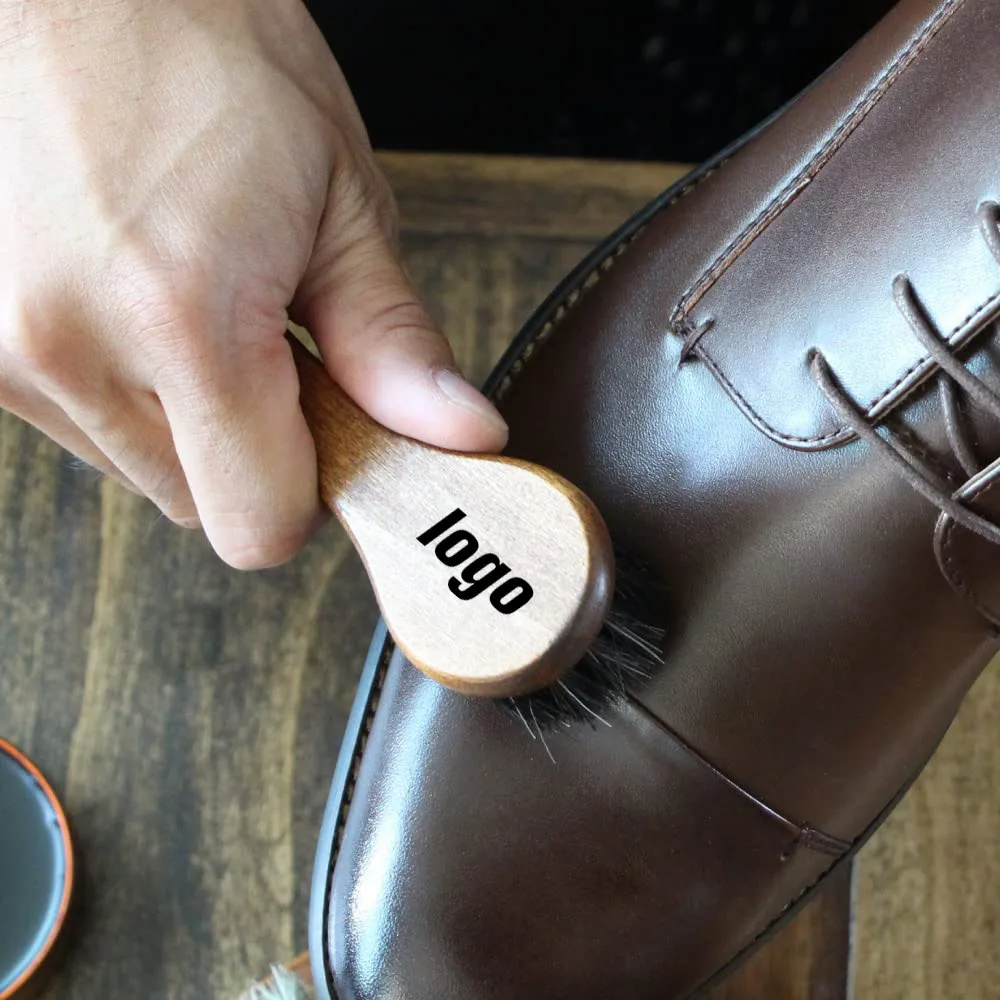 100% horsehair brush Long handle wooden leather shoes Cleaning oiling polishing