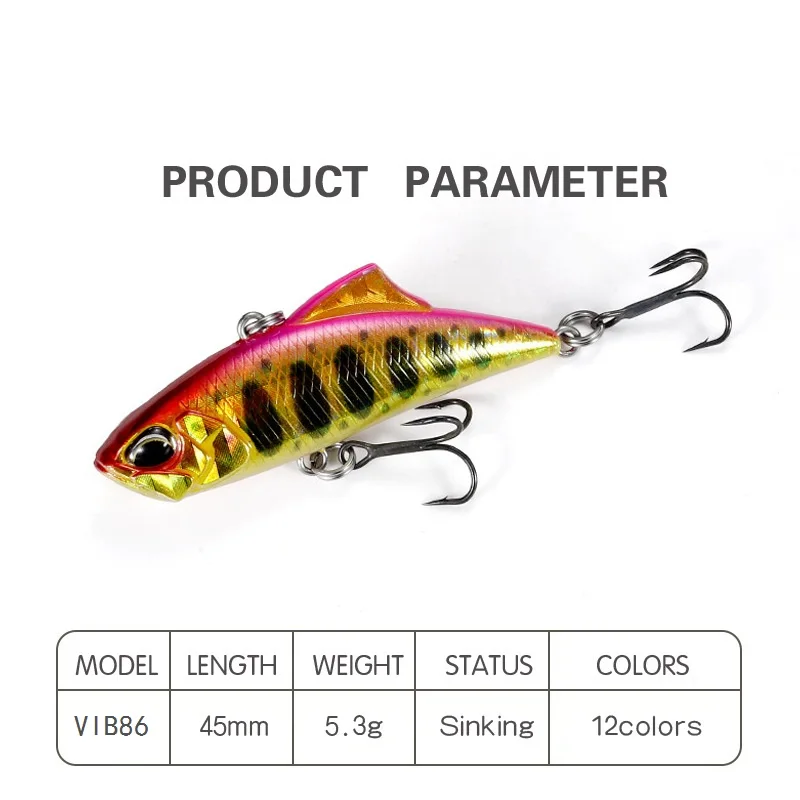 New Design Sinking Fishing Vibration Lure Hard Plastic 45mm 5.3g VIB Blade Lure Sea Bass Pesca Fishing lure