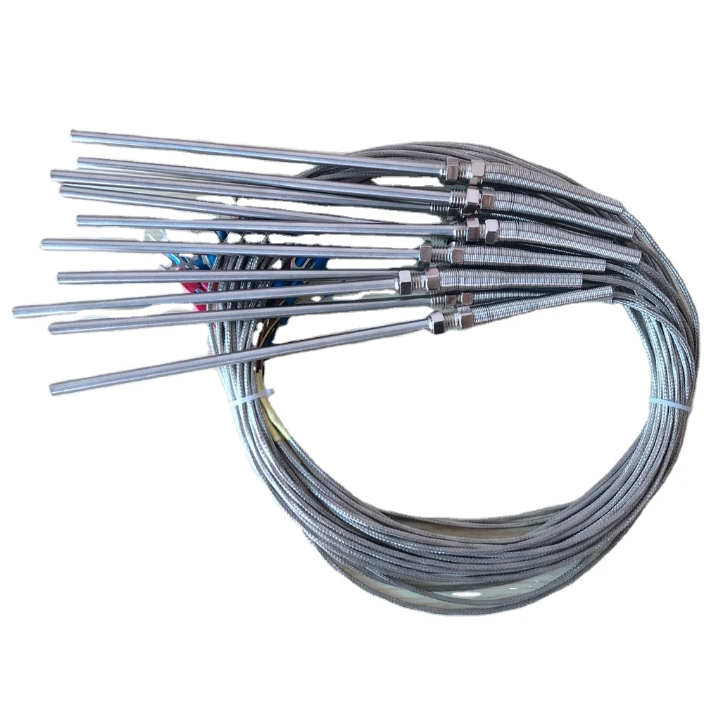 Class A/B M8 temperature sensor PT100 RTD probe 2 wires 5mm*150mm with 1.5m SS braid cable
