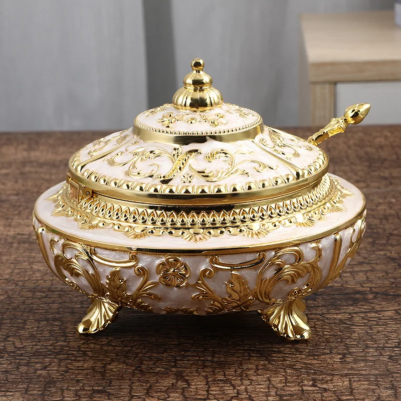 Golden Glass Candy Jar/gold Plated Glass Sugar Bowl Decorative Christmas Gift