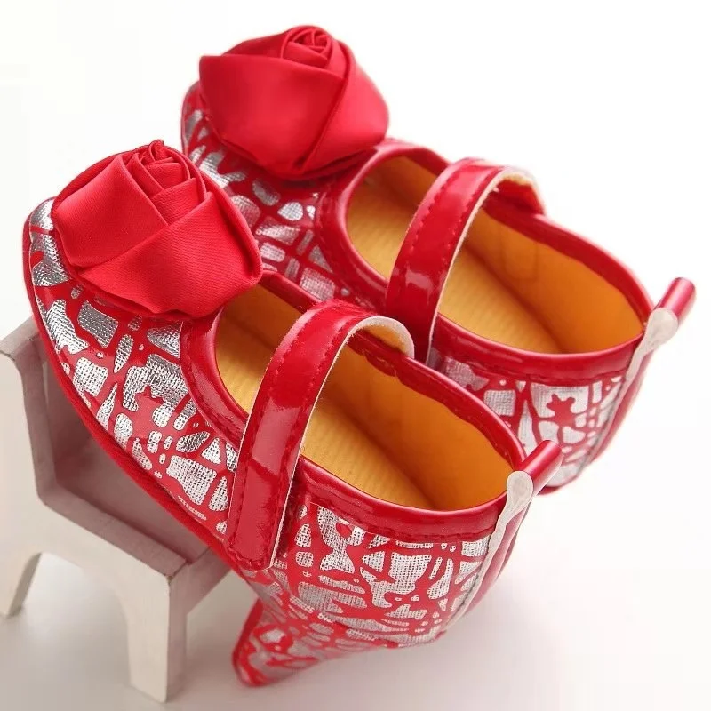 Red Bottom Decorating Infant Little Girl Baby High Heels Shoes for Party