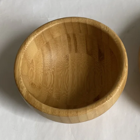 Custom logo bamboo bowl bamboo baby fruit bowl and spoon set round bamboo bowl and spoon